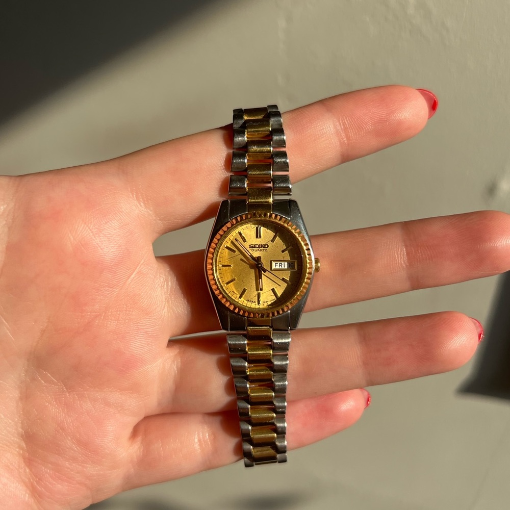 Vintage Seiko Stainless Steel Watch | two-tone silver and gold | Japanese quartz